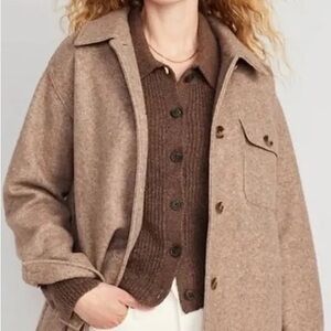 OLD NAVY ~ Camel Soft-Brushed Woolen Textured Shacket Jacket